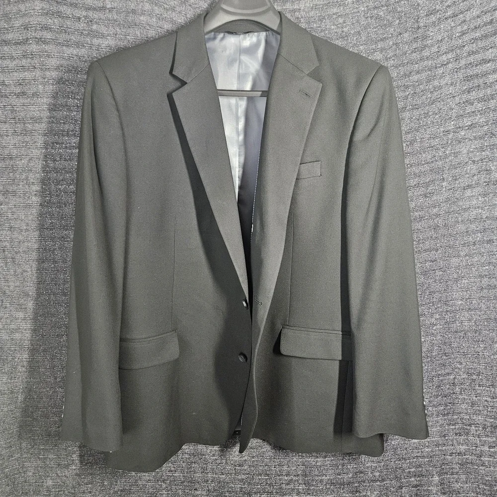 Haggar Blazer Jacket Mens 52R Black Solid Two Button Performance Tailored